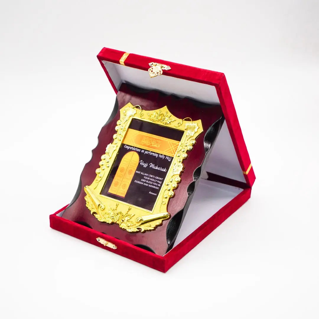Hajj Mubarak wooden plaque with Gift box x6pcs Smile Europe Wholesale