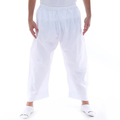 12x Men White Trouser Elastic Waist Pants Smile Europe