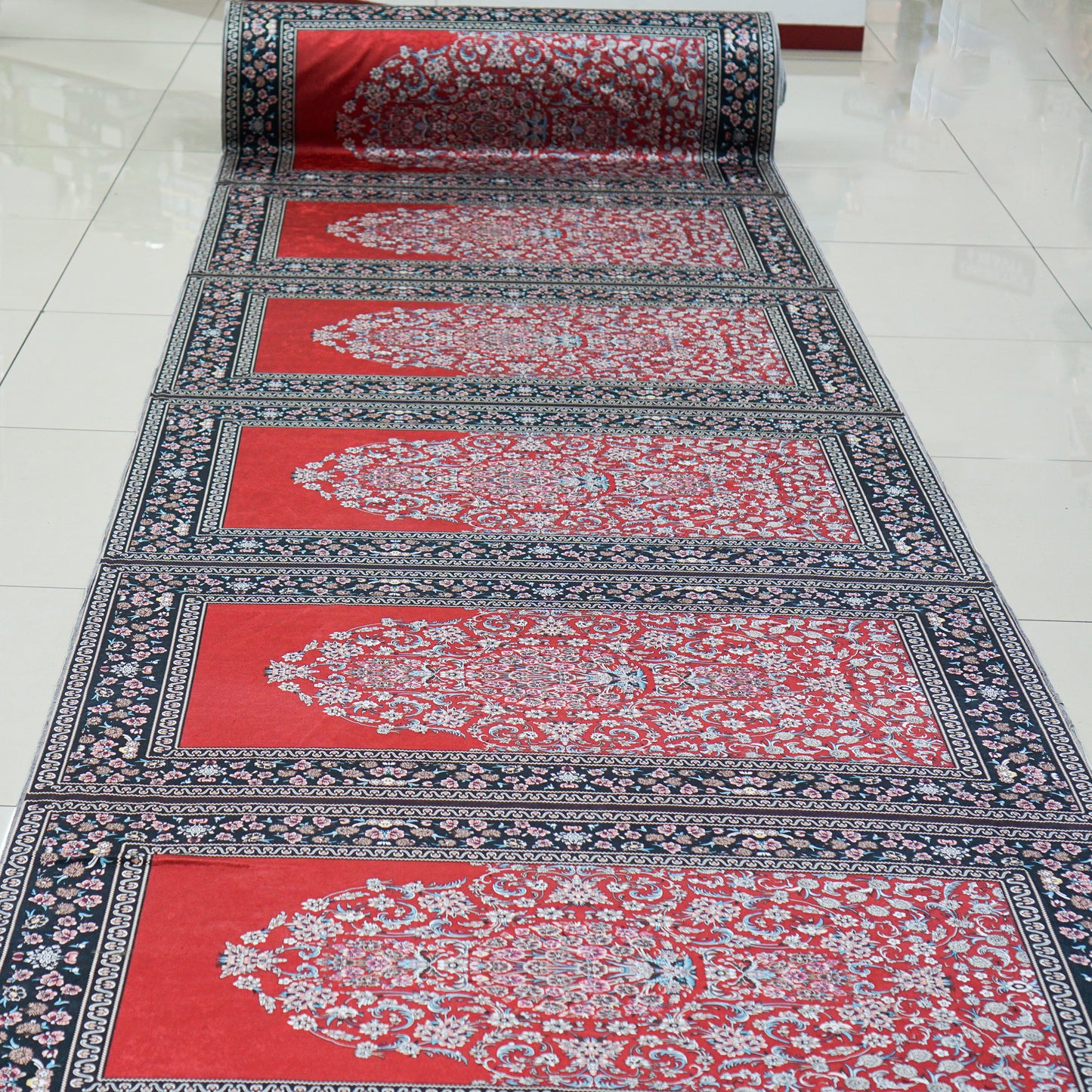 10 Person Premium Red Prayer Mat Fabric Roll