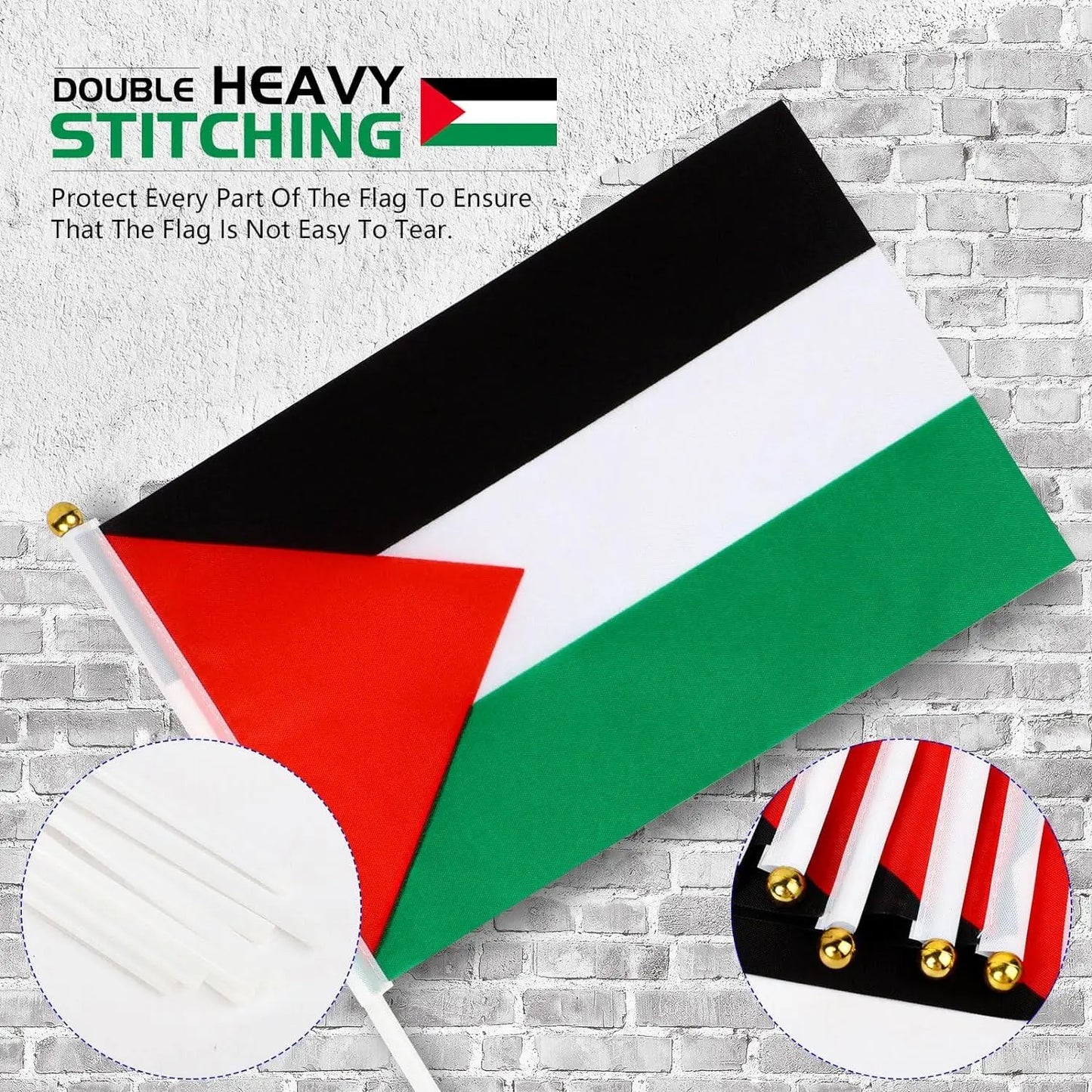 20x Palestine Flag Small, 5''x 8'' Mini Handheld Waving Palestinian Flag Smile Europe