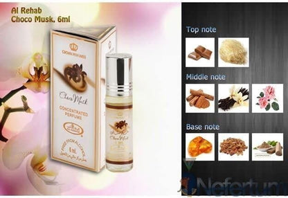 6x Choco Musk Perfume Oil 6ml Al Rehab