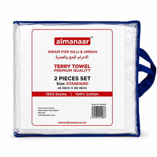 6x Premium Cotton Terry Towel Ihram 2pcs Set (1300grams)