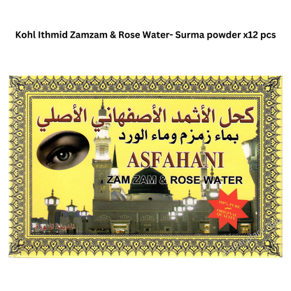 12x Kohl Ithmid Zamzam & Rose Water- Surma Powder
