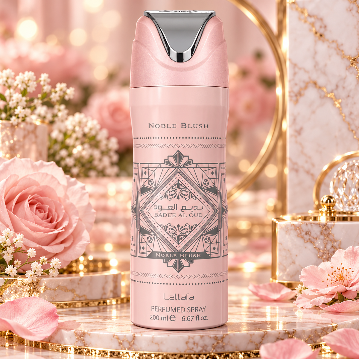 Badee Al Oud Noble Blush 200ml Deodorant Body Spray Lattafa 12x