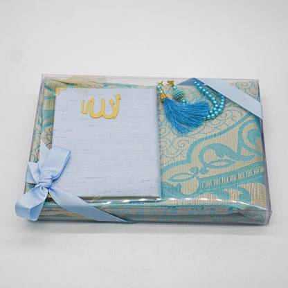 5x Prayer Mat Mixed Color Gift Set With Prayer Beads and Surah Book