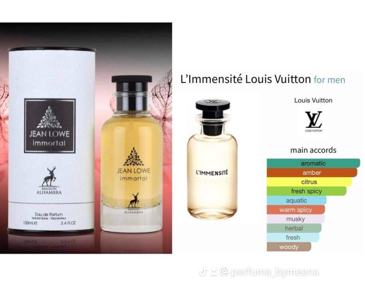 Clon Arabe de perfume,Louis Vuitton L'Immensite',Lattafa Maison Alhambra. 