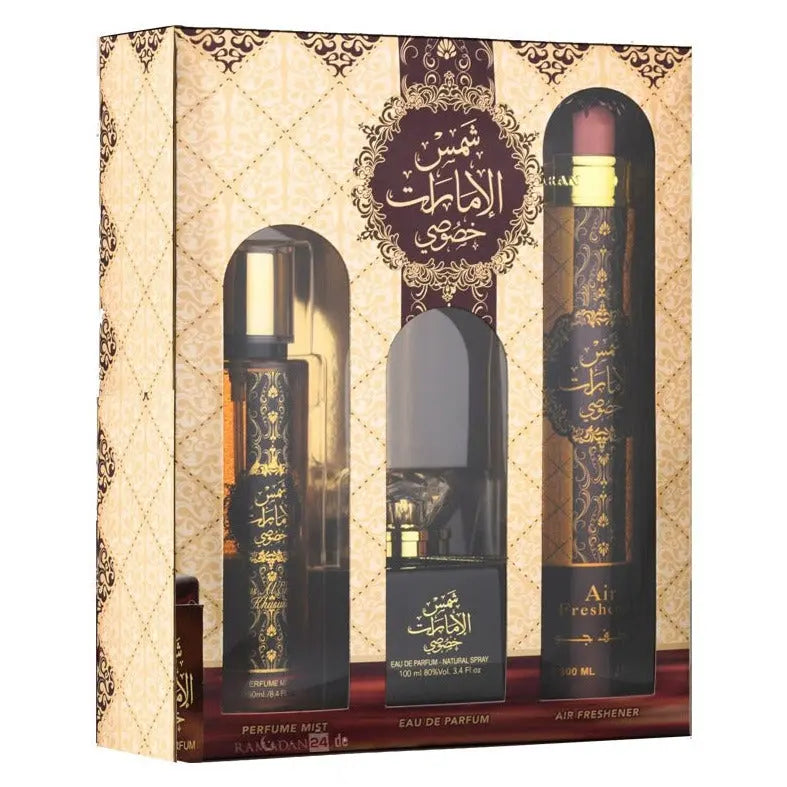 Shams Al Emarat Khususi 3 Piece Gift Set Collection Ard Al Zaafaran Ard Al Zaafaran