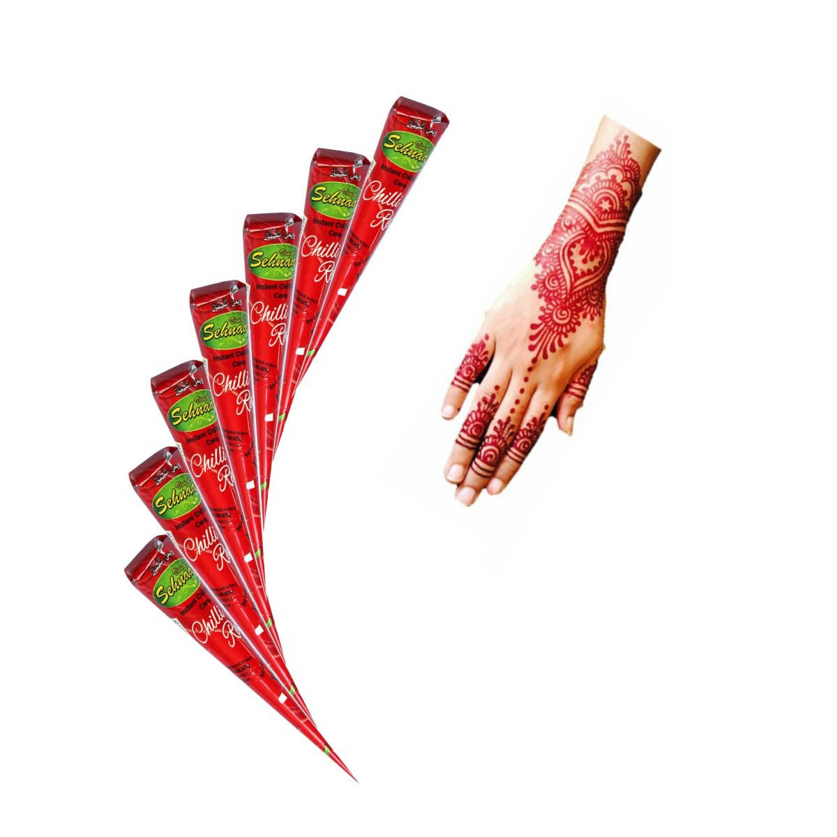 12x Red Henna Mehendi Cone