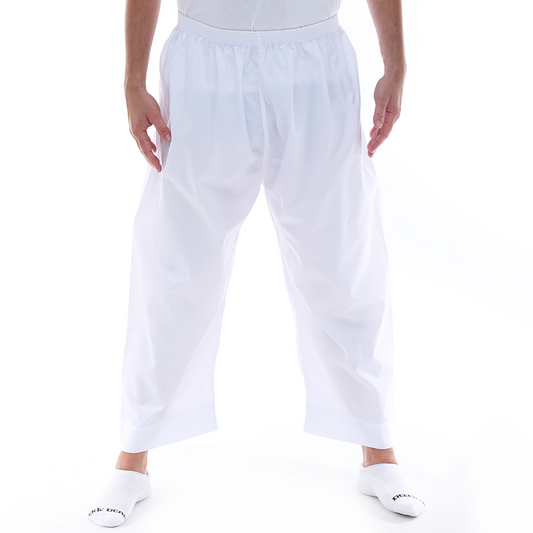 12x Men White Trouser Elastic Waist Pants