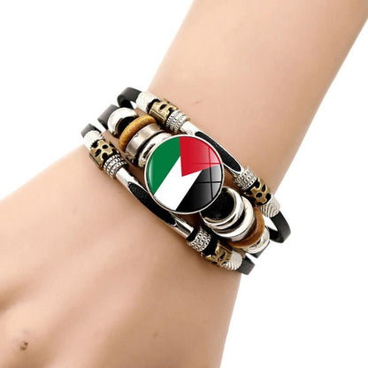 12x Pcs Palestinian Flag Braided Bracelet