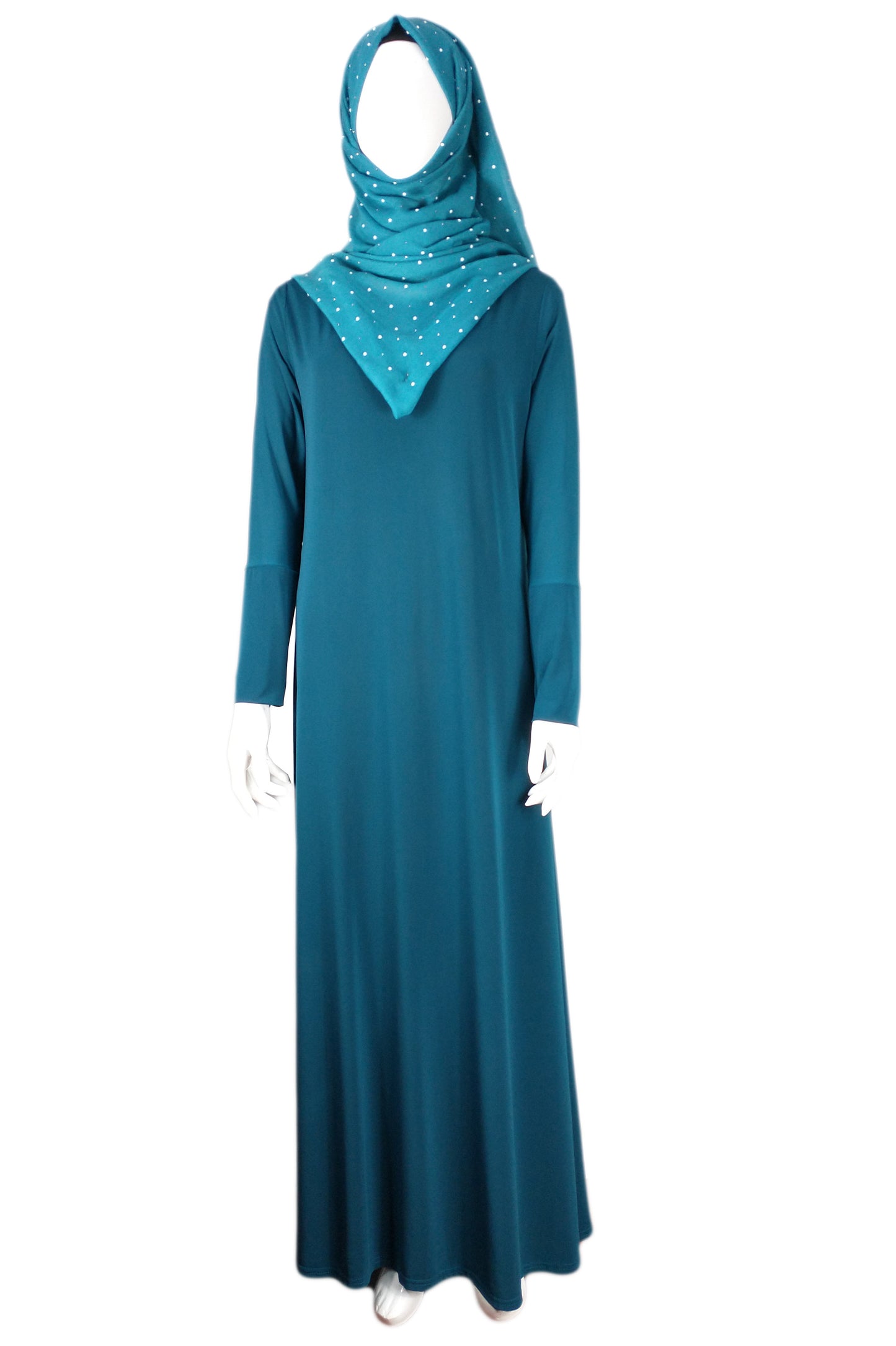 Girls Jersey  Abaya Teal Full Set ( 10 Pieces)