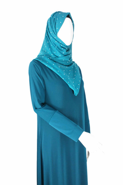 Girls Jersey  Abaya Teal Full Set ( 10 Pieces)
