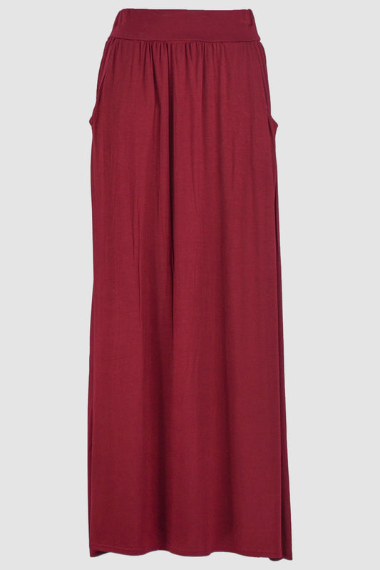 Burgundy Jersey Skirt With Pockets - Smile Europe Wholesale 