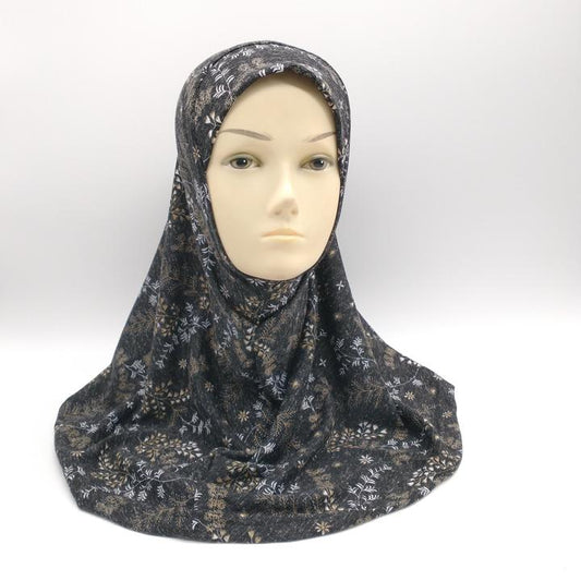 Black Floral Hijab for Girls x12