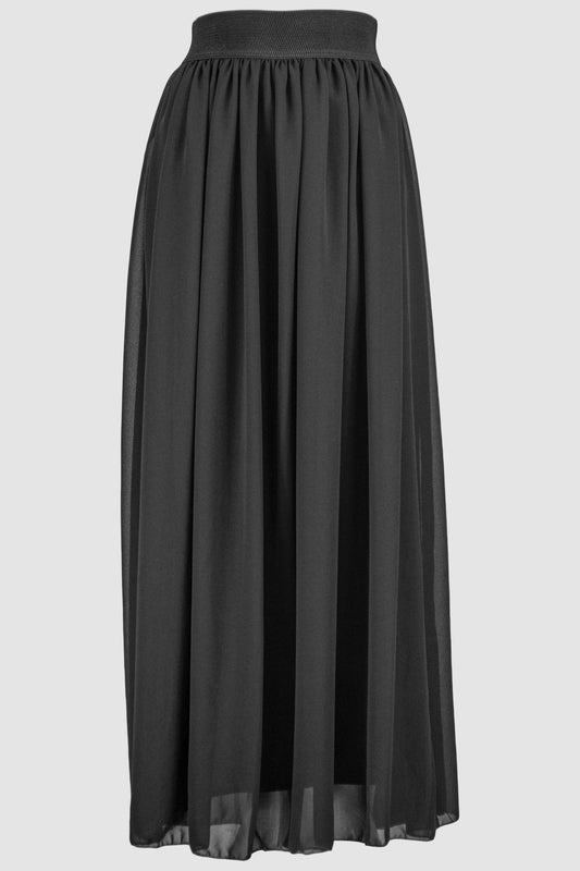 Black Chiffon Flared Skirt With Inner Layer - Smile Europe Wholesale 