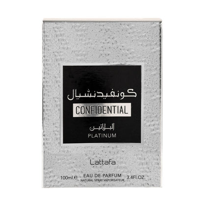 Confidential Platinum Silver Eau de Parfum 100ml Lattafa